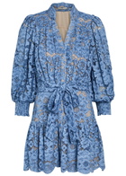 Alice + Olivia Cora Belted Guipure Lace Mini Dress Indigo