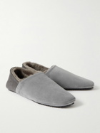 Mr P. - Babouche Shearling-Lined Suede Slippers - Gray