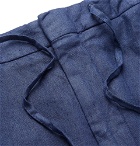 Lardini - Tapered Pleated Linen Drawstring Trousers - Men - Blue
