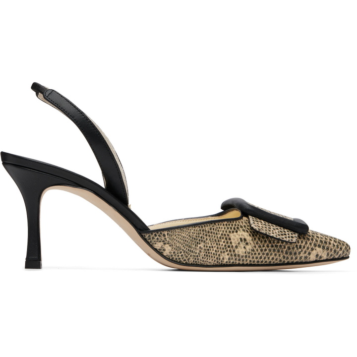 Photo: Manolo Blahnik Beige & Black Mayslibi Heels