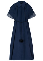 Clea Florentina Linen-blend Midi Shirt Dress Navy