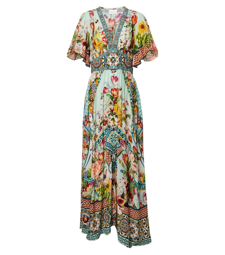 Photo: Camilla Embellished floral silk maxi dress