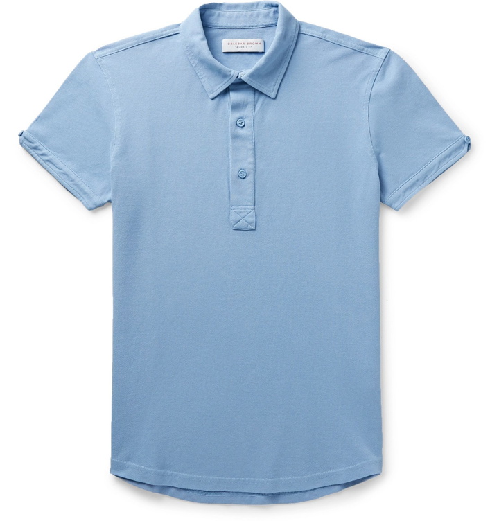 Photo: Orlebar Brown - Sebastian Slim-Fit Cotton-Piqué Polo Shirt - Blue