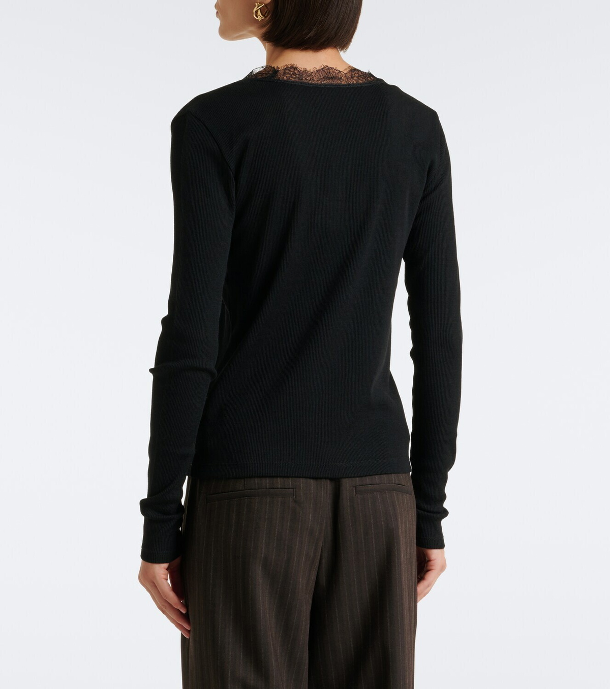 Vince Lace-trimmed ribbed-knit top