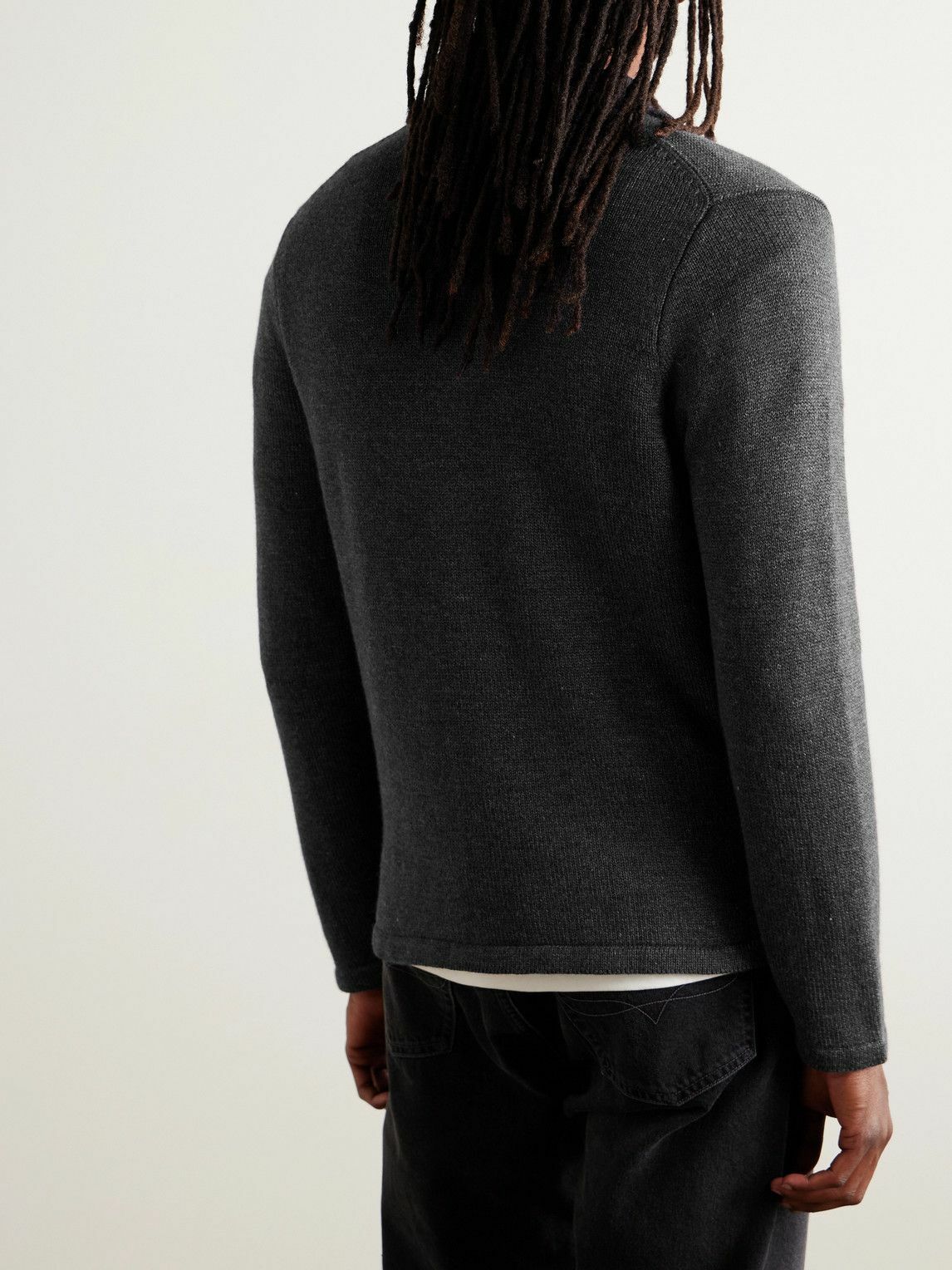 Inis Meáin - New Pub Jacket Wool and Linen-Blend Cardigan - Gray