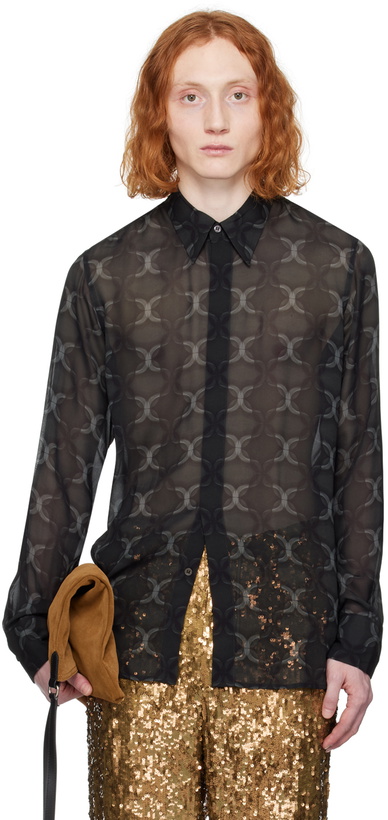 Photo: Dries Van Noten Black Carvie Tux Long Sleeve Shirt