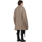 Raf Simons Beige Checked Oversized Caban Coat