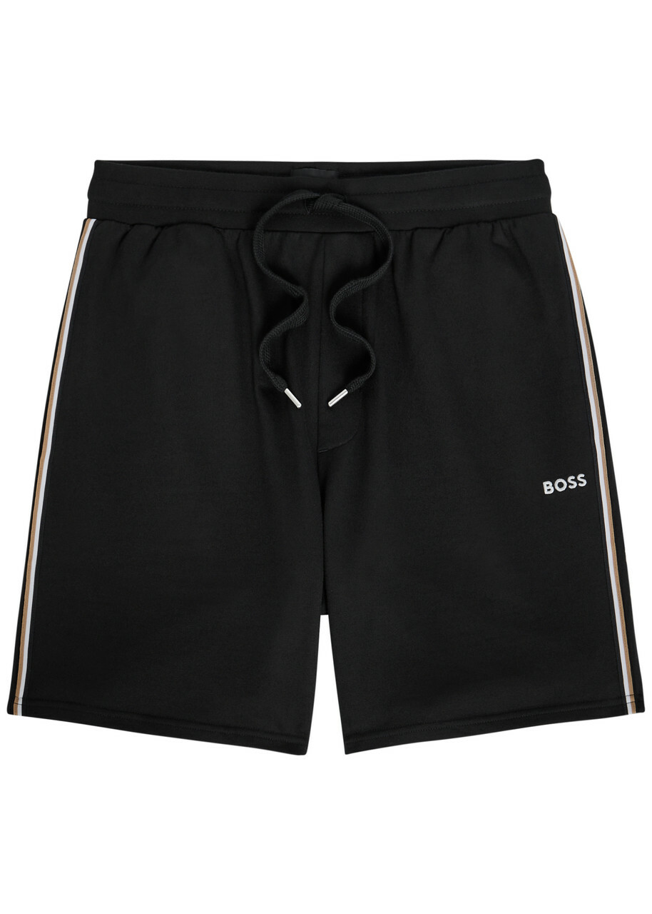 Boss Iconic Logo-embroidered Cotton Shorts Black