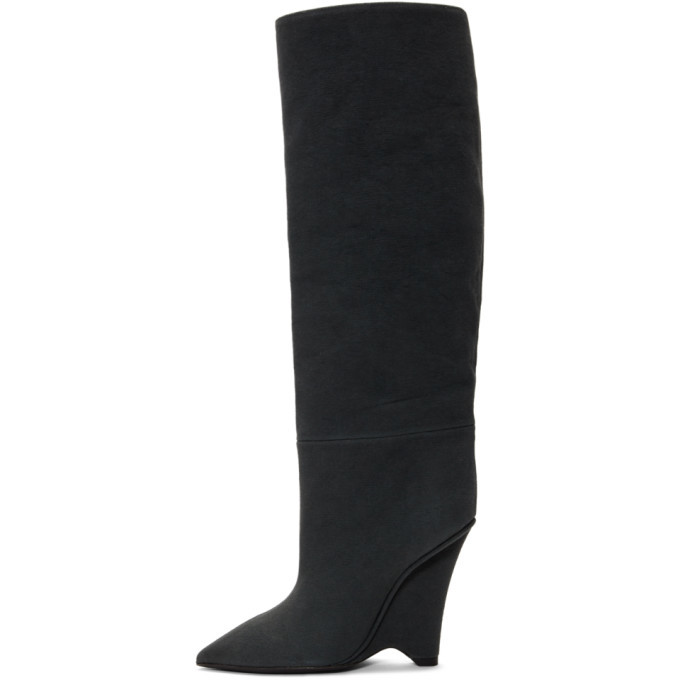 YEEZY Black Canvas Wedge Boots