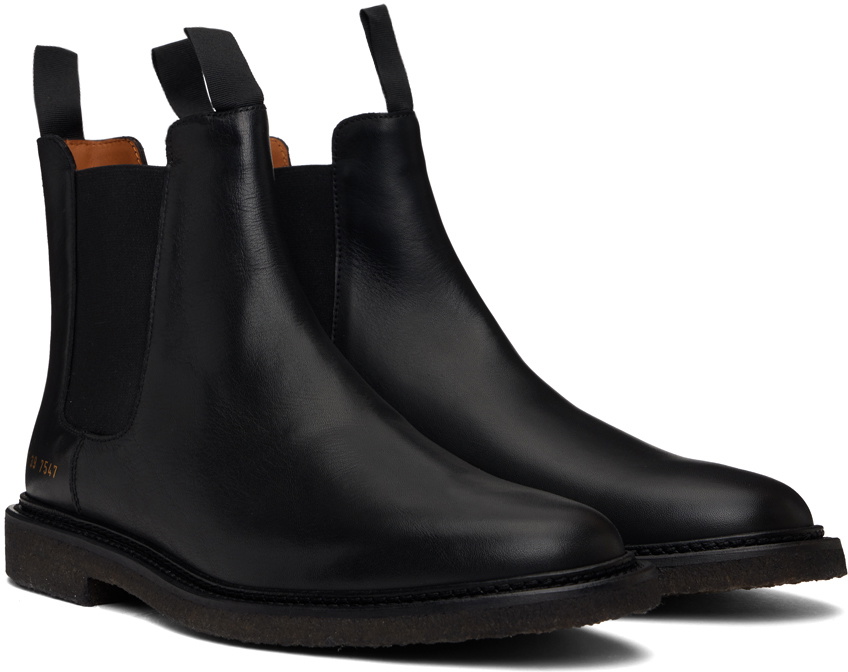 Common Projects Black Leather Chelsea Boots