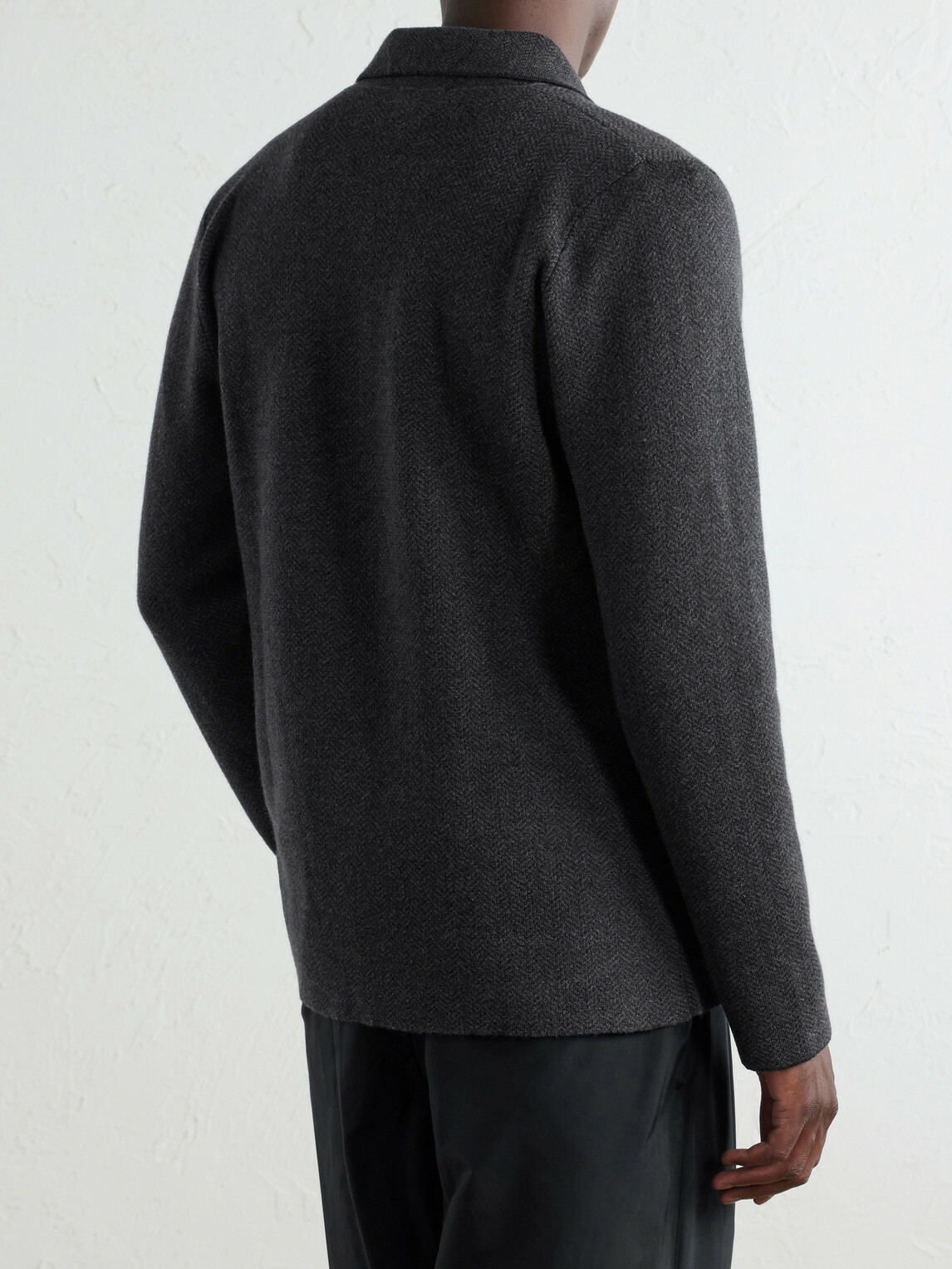 Inis Meáin - Herringbone Merino Wool Cardigan - Gray