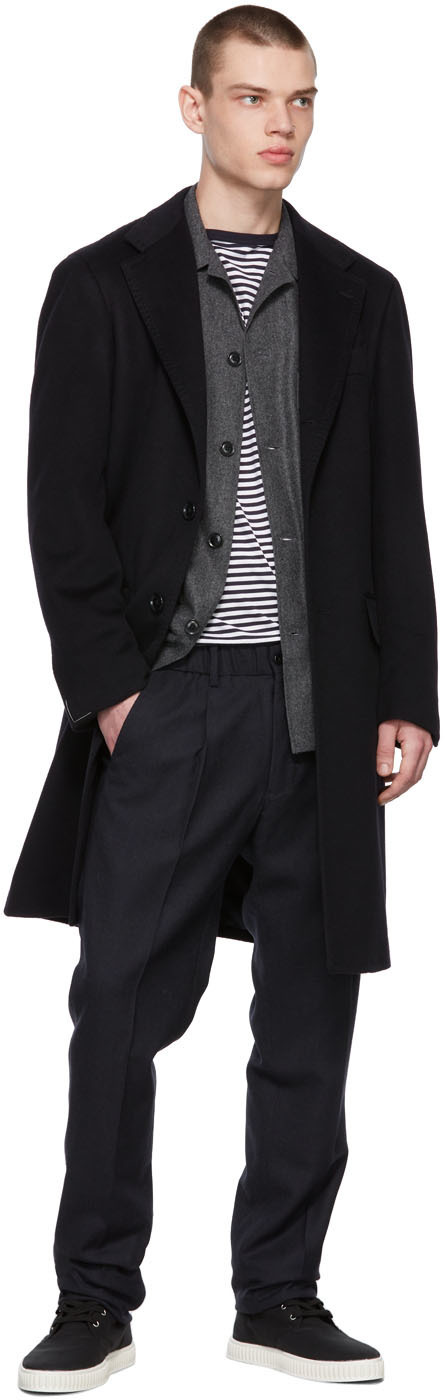 Ring Jacket Navy Wool & Cashmere Coat