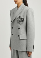 Giuseppe DI Morabito Flower-embellished Double-breasted Jersey Blazer Grey