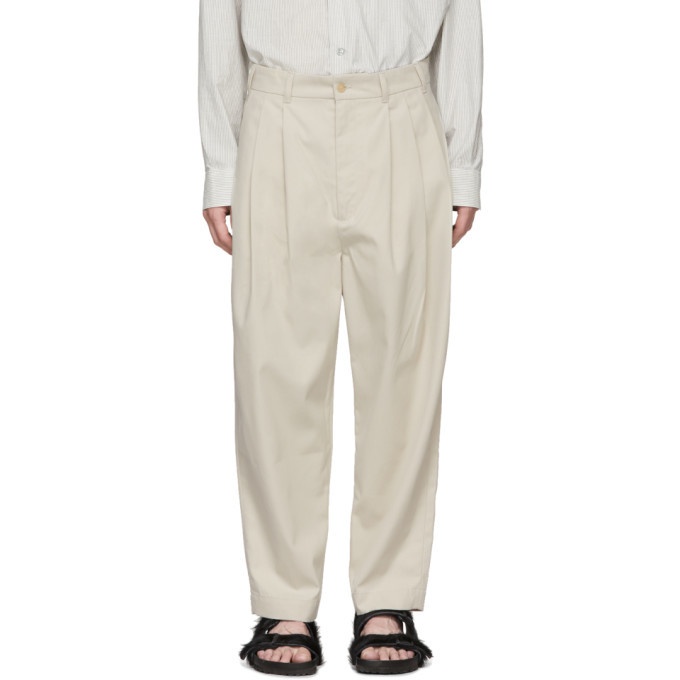 Photo: Hed Mayner Beige Four Pleat Trousers