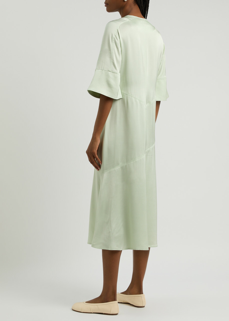 Day Birger ET Mikkelsen Camilla Satin Midi Dress Light Green Day Birger Et  Mikkelsen
