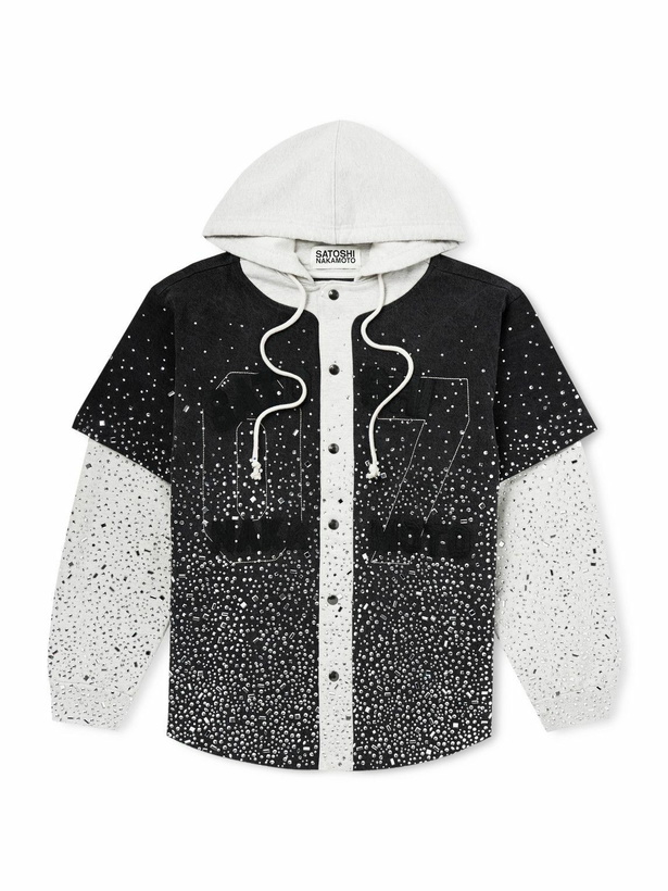 Photo: Satoshi Nakamoto - Embellished Layered Cotton Hoodie - Black