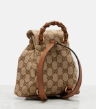 Gucci Bamboo Medium leather-trimmed canvas backpack