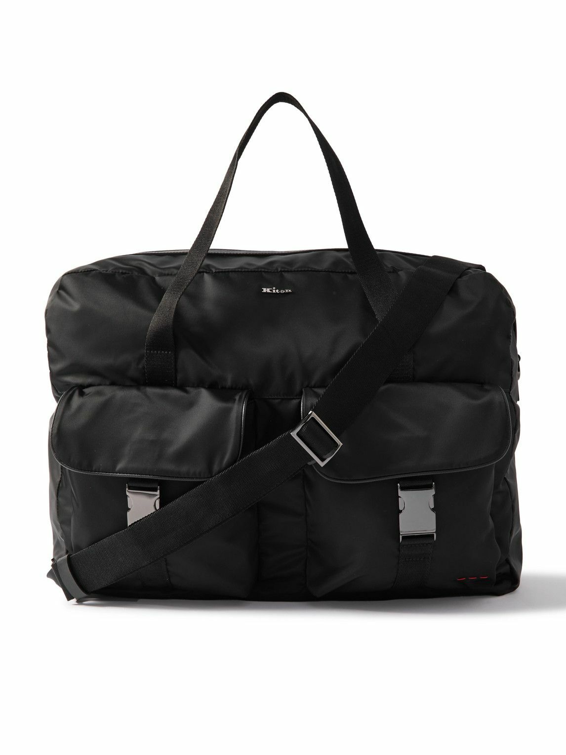 Kiton - Logo-Appliquéd Textured-Leather Trimmed Nylon Weekend Bag