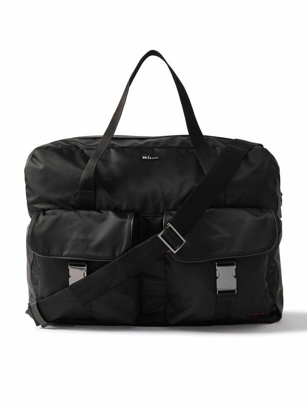 Photo: Kiton - Logo-Appliquéd Textured-Leather Trimmed Nylon Weekend Bag