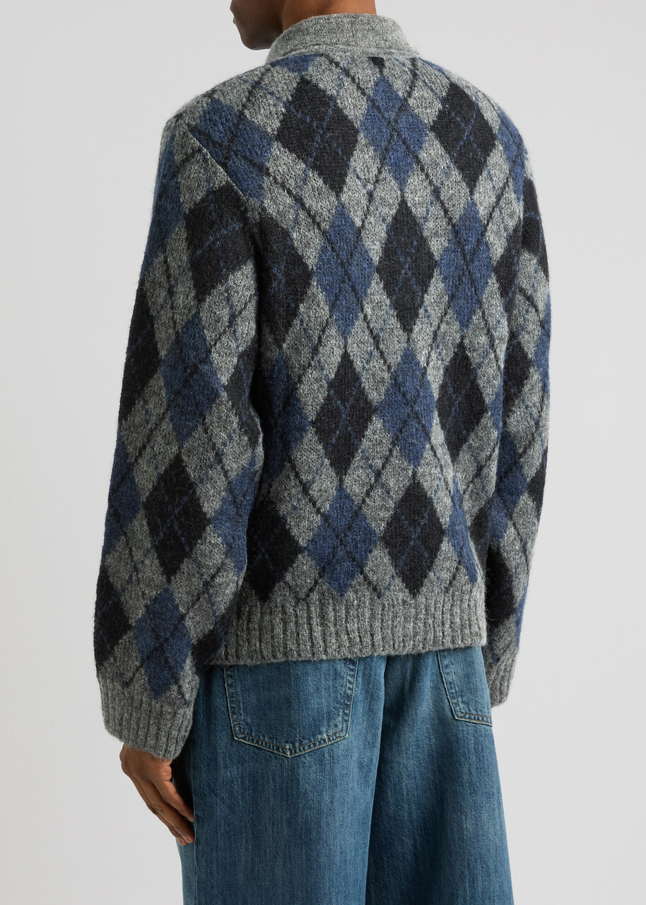 【在庫有】 Our Legacy Evening Argyle Alpaca-blend Cardigan トップス