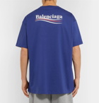 Balenciaga - Printed Cotton-Jersey T-Shirt - Men - Blue