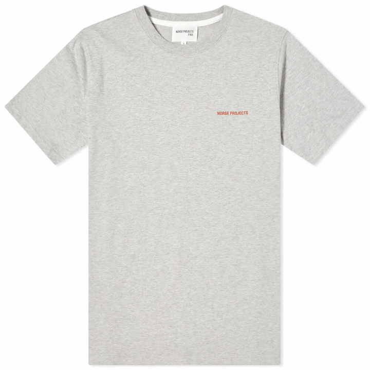 Photo: Norse Projects Men's Niels Standard NP Logo T-Shirt - END. Exclusive in Light Grey Melange