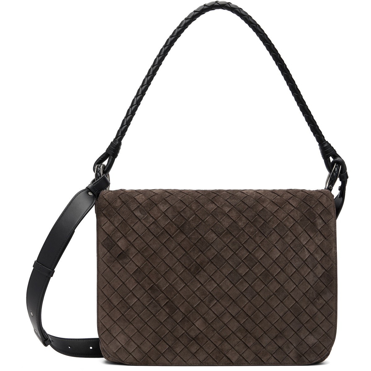 Bottega Veneta Brown Swing Intrecciato Suede Bag