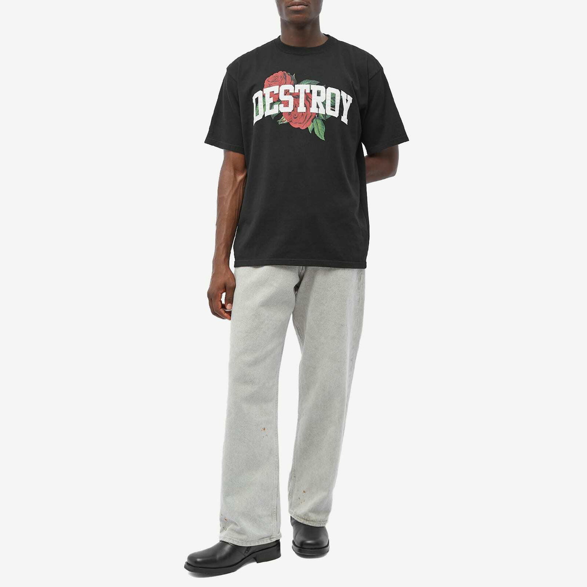 UNDERCOVER 23AW ROSE DESTROY Tee バラ 黒 3 Undercover Men's Destroy Rose T-Shirt in Black Undercover
