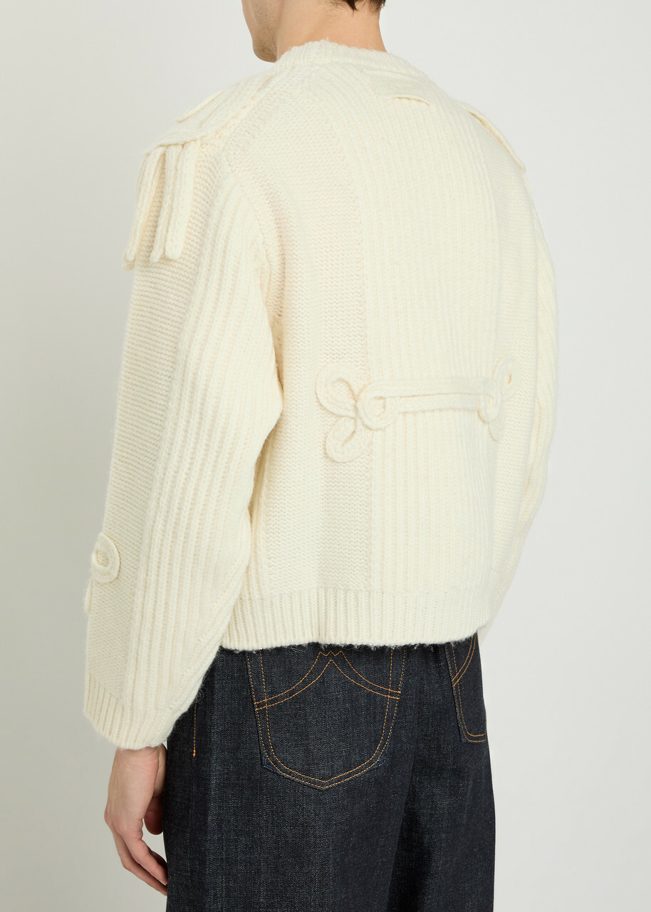 Kenzo Fisherman Cable-knit Wool-blend Jumper Off White