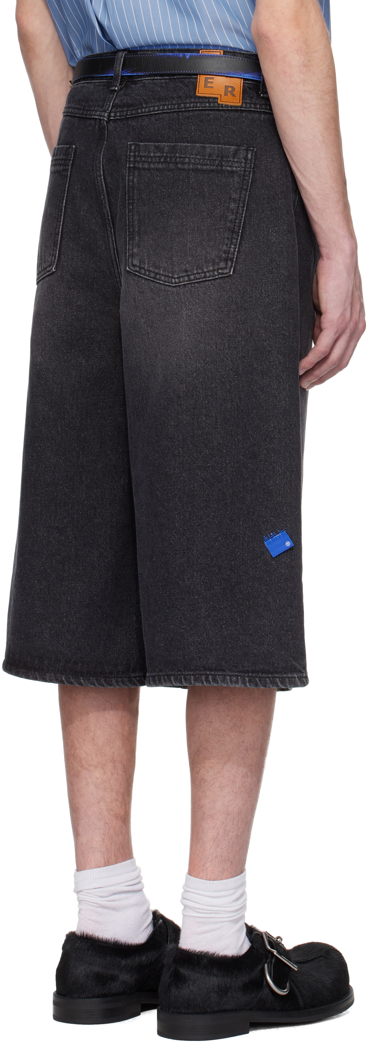 ADER error Black Sig; TRS Tag 01 Denim Shorts
