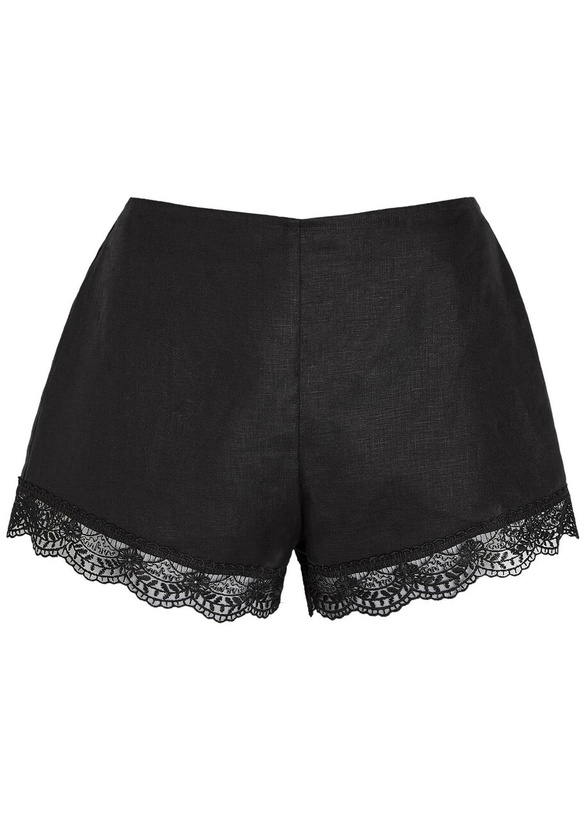 Photo: Staud Lace-trim Linen Shorts Black