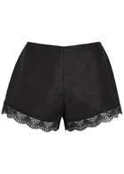 Staud Lace-trim Linen Shorts Black