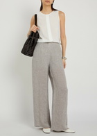 Emporio Armani Wide-leg Linen-blend Trousers Light Grey