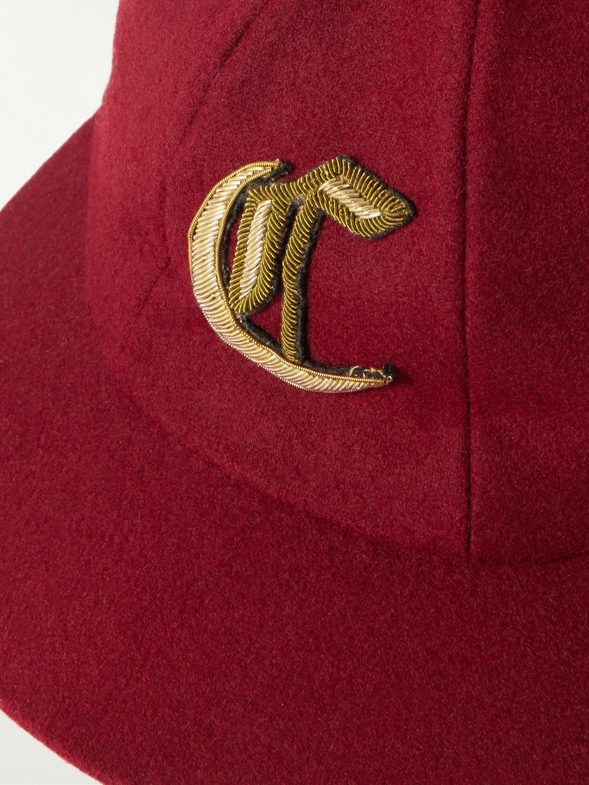 CELINE - Logo-Embellished Wool-Flannel Baseball Cap - Burgundy