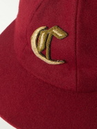 CELINE - Logo-Embellished Wool-Flannel Baseball Cap - Burgundy