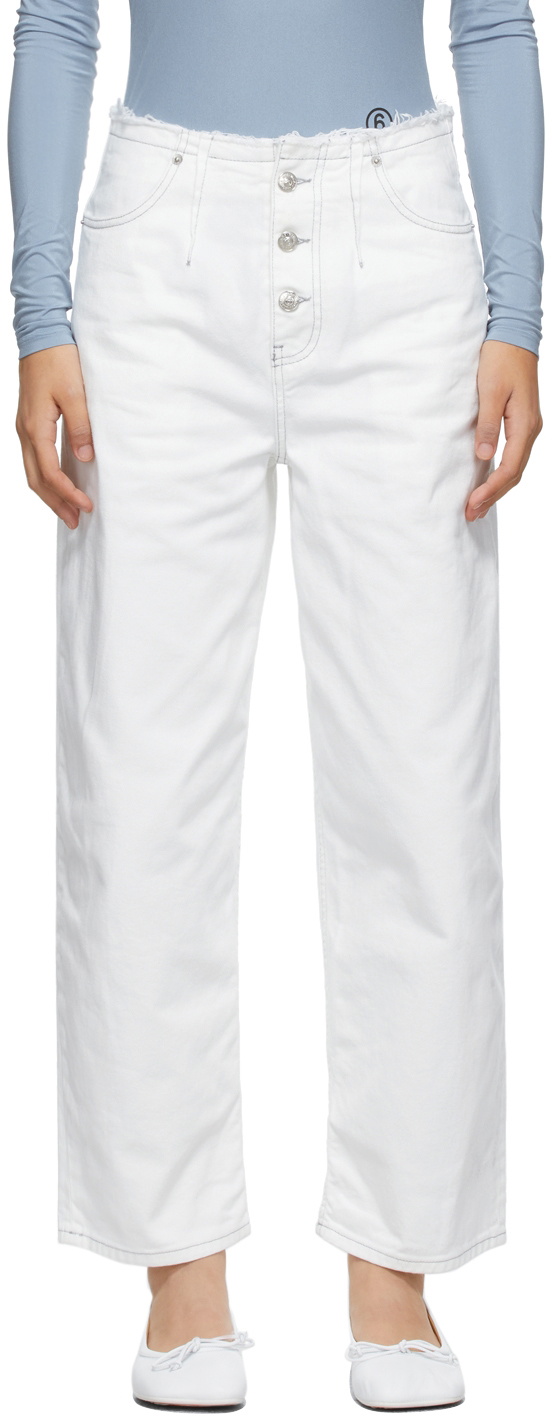 MM6 Maison Margiela Off-White Button Jeans MM6 Maison Margiela