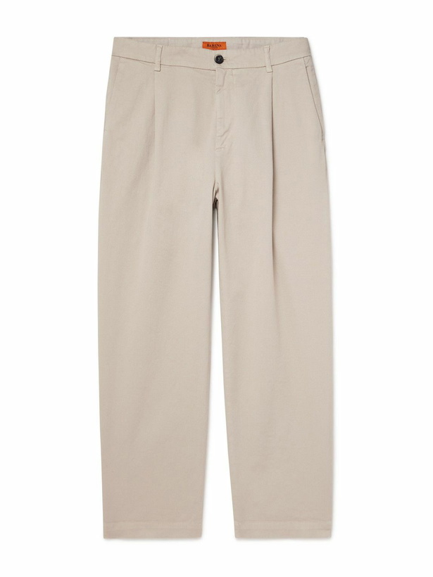 Photo: Barena - Tapered Cropped Pleated Stretch-Cotton Twill Trousers - Neutrals