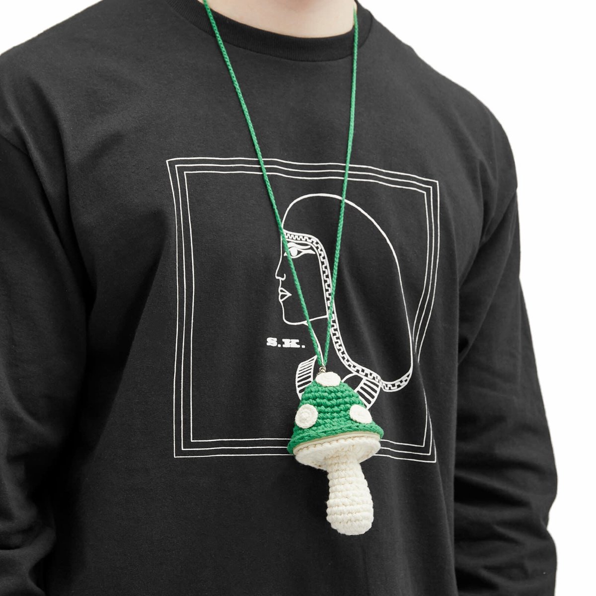 s.k manor hill Men's Mushroom Keychain Necklace in Green 