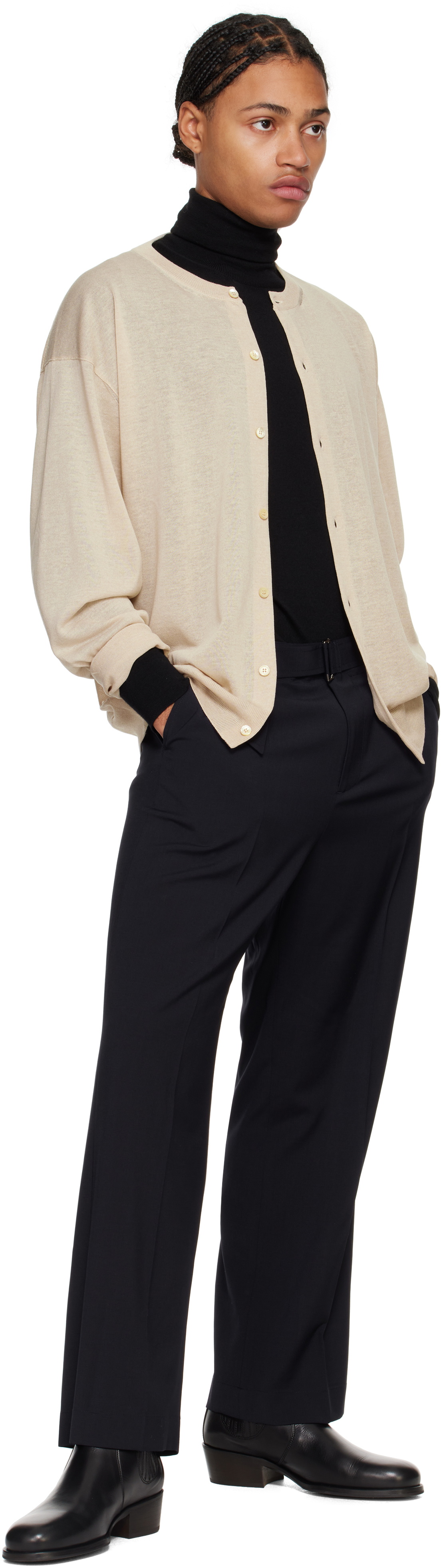 LE17SEPTEMBRE Navy Wool Belted Trousers