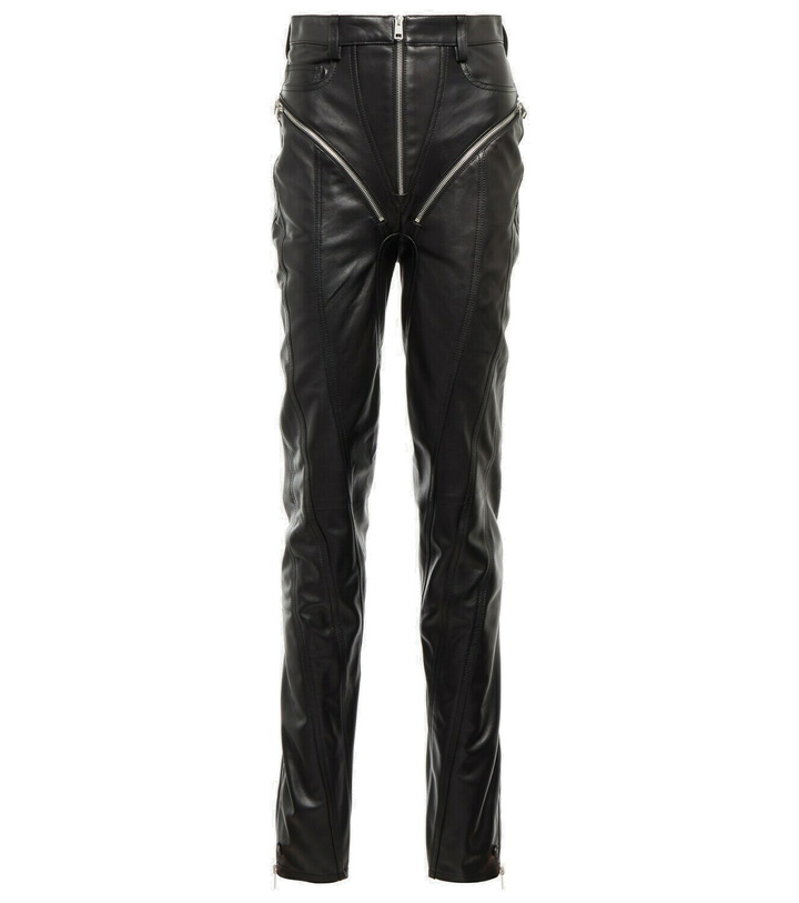 Photo: Mugler - Zipped high-waisted leather pants