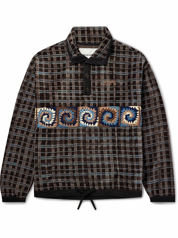 Photo: Story Mfg. - Polite Crochet-Trimmed Checked Organic Cotton-Velvet Sweatshirt - Brown