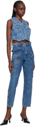 Re/Done Blue Micro Trucker Denim Vest