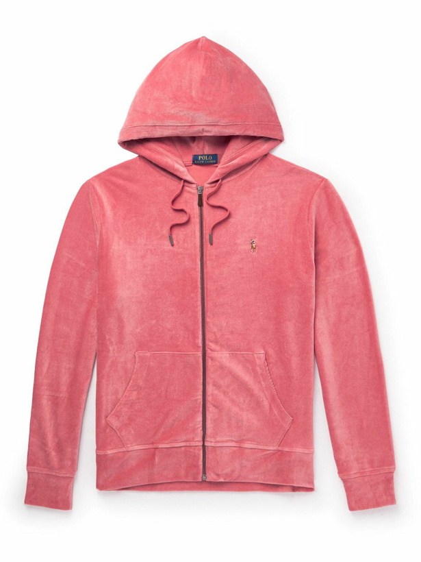 Photo: Polo Ralph Lauren - Logo-Embroidered Cotton-Blend Corduroy Zip-Up Hoodie - Pink