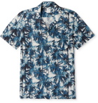 120% - Camp-Collar Printed Linen Shirt - Blue