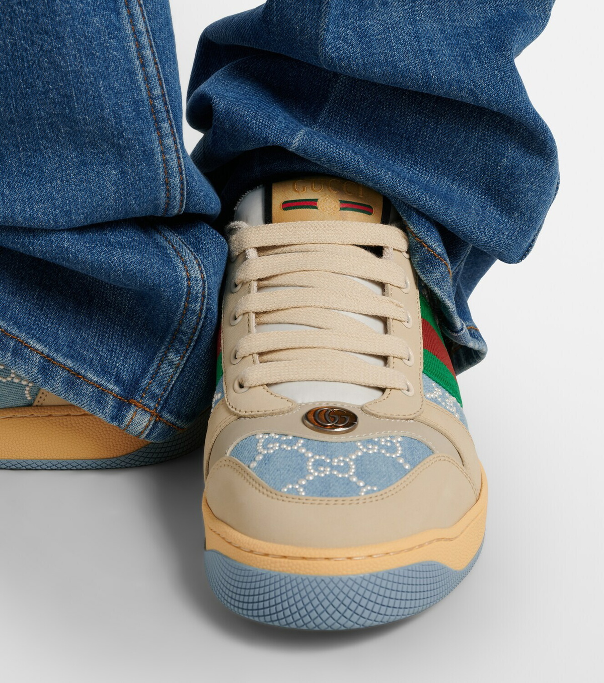 Gucci Screener faux pearl-embellished mules