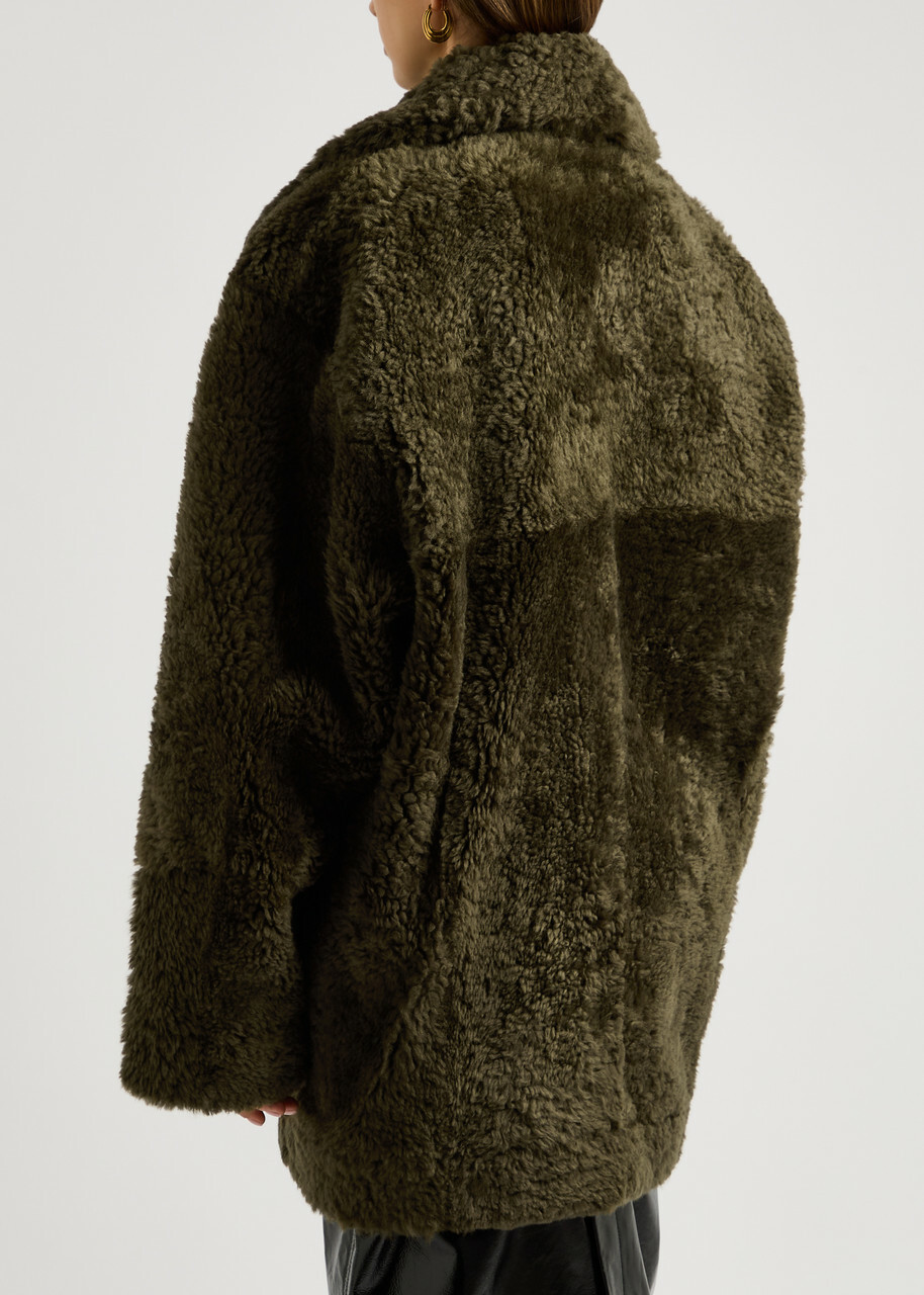 Petar Petrov Wild Is The Wind Shearling Coat Green Dark Petar Petrov