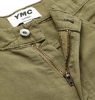 YMC - Tearaway Slim-Fit Cropped Cotton and Linen-Blend Canvas Jeans - Green