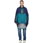 Balenciaga Blue and Navy Double Hem Windbreaker Coat