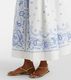 Self-Portrait Embroidered cotton midi skirt