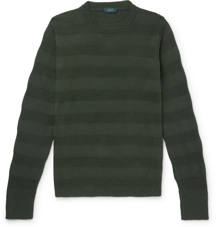 Photo: Incotex - Striped Cotton Sweater - Men - Green